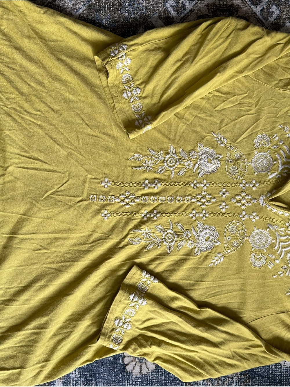 J. Jill Lemon Yellow Embroidered Tunic Top